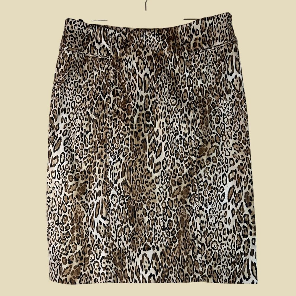 NWT New York & Company Leopard Print Pencil Skirt Stretch Size 2 Sophisticated